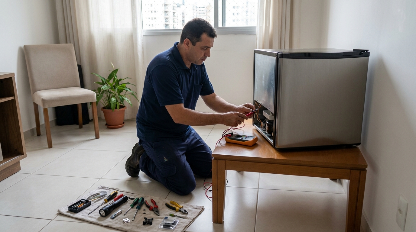 Técnico de conserto de frigobar em residência em Santo André‑SP